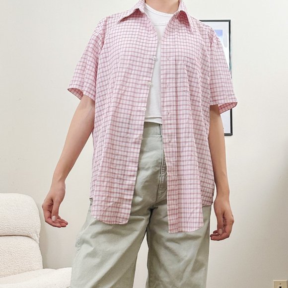 Men's 80's Checker Short Sleeve Shirt - Picture 1 of 10
